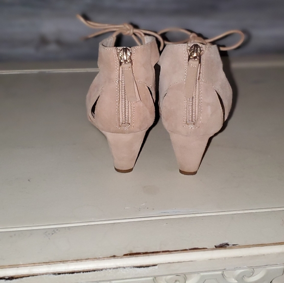 Nude Suede Nine West Gladiator Sandal Wedge - Picture 5 of 5